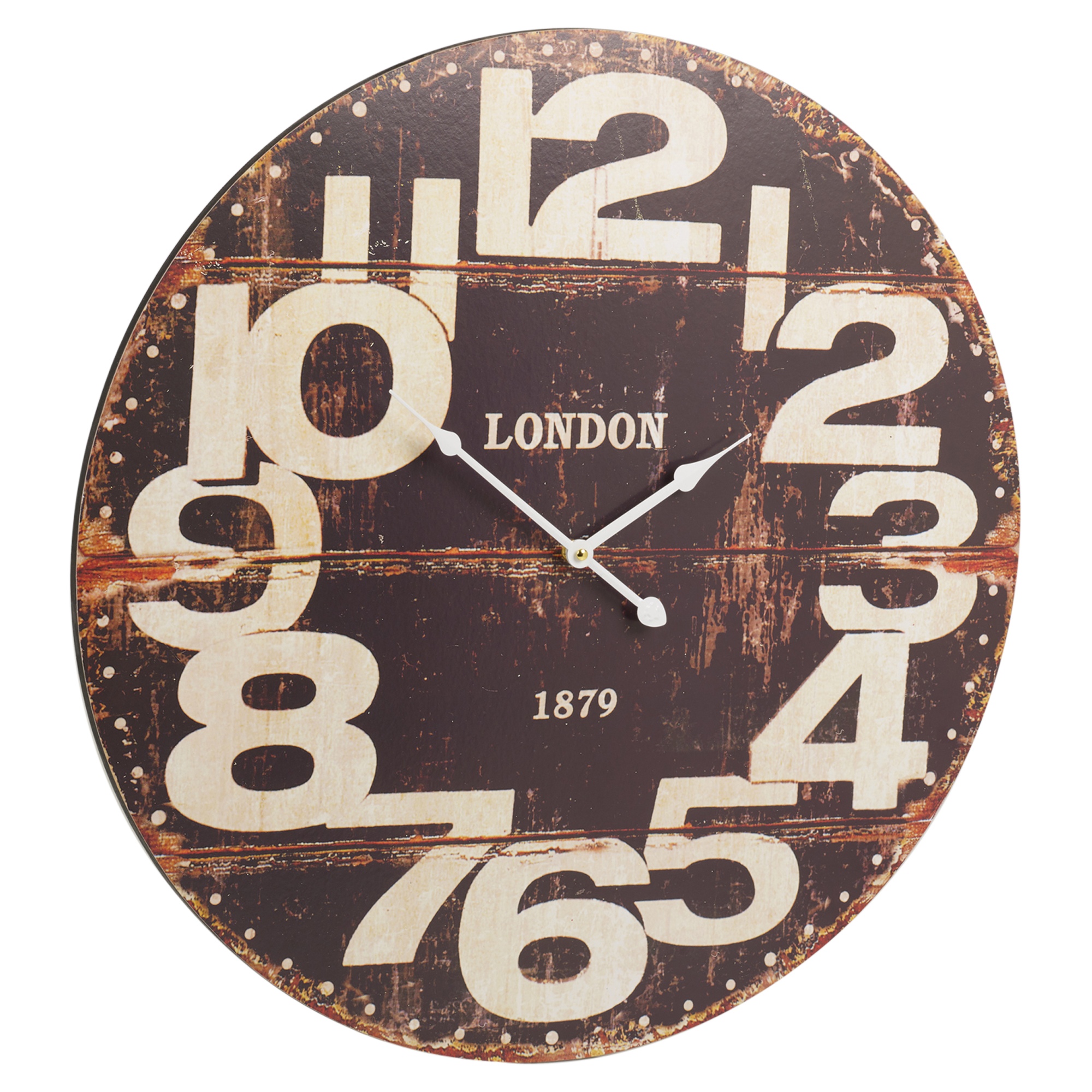 Large Wood Vintage Wall Clock Round 24" Display Big Decorative Retro