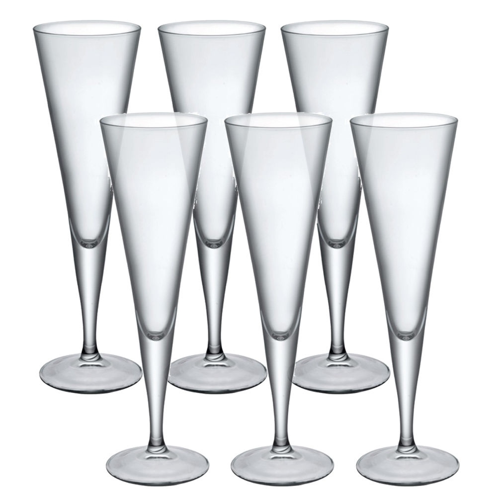 6 x Bormioli Rocco Ypsilon Champagne Tall Flutes Glassware Dinner