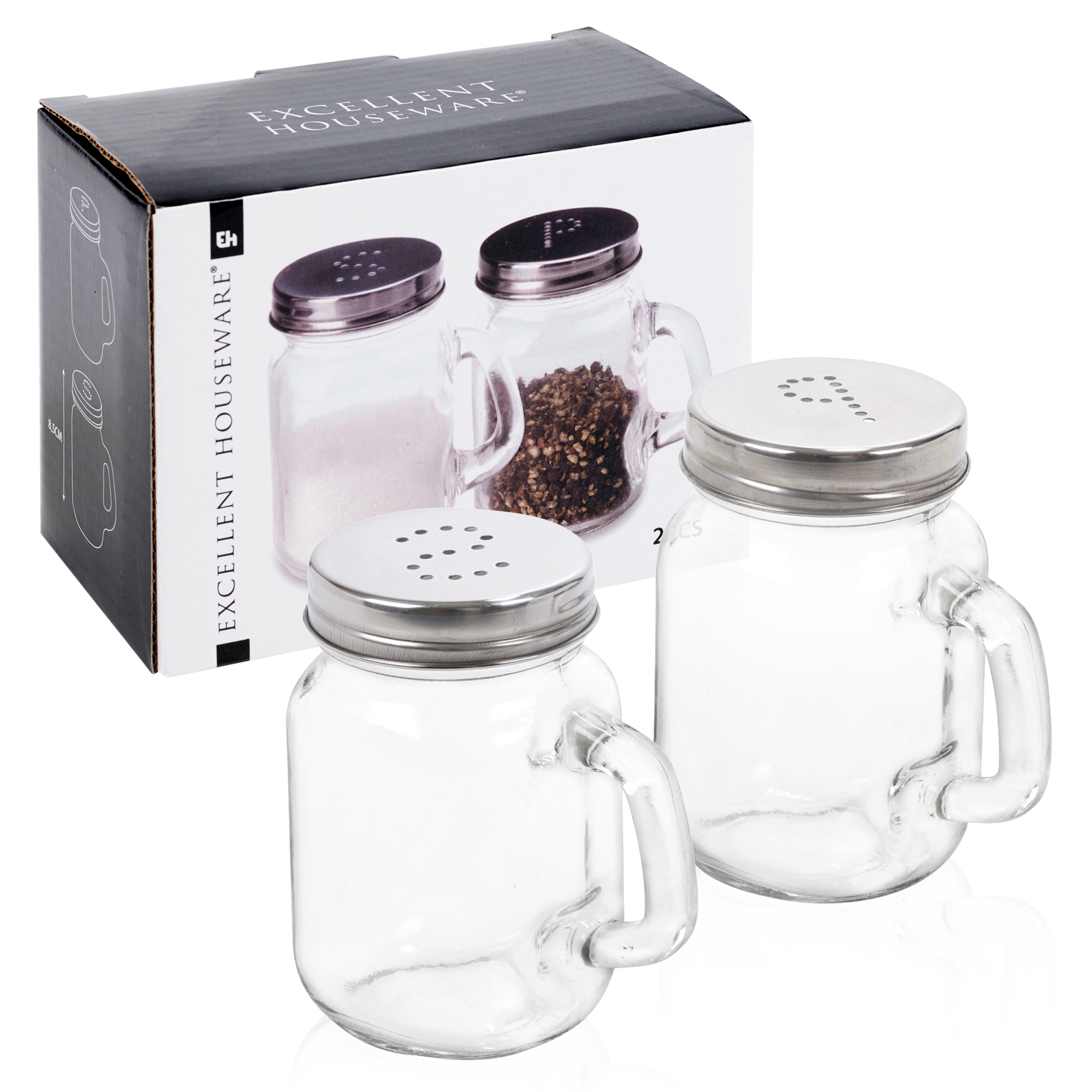 Salt And Pepper Pot Shaker Set Glass Kitchen Pub Restaurant Screw Cap B