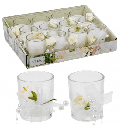 Scented Wedding Candle In Glass With Deco Flower [535203]