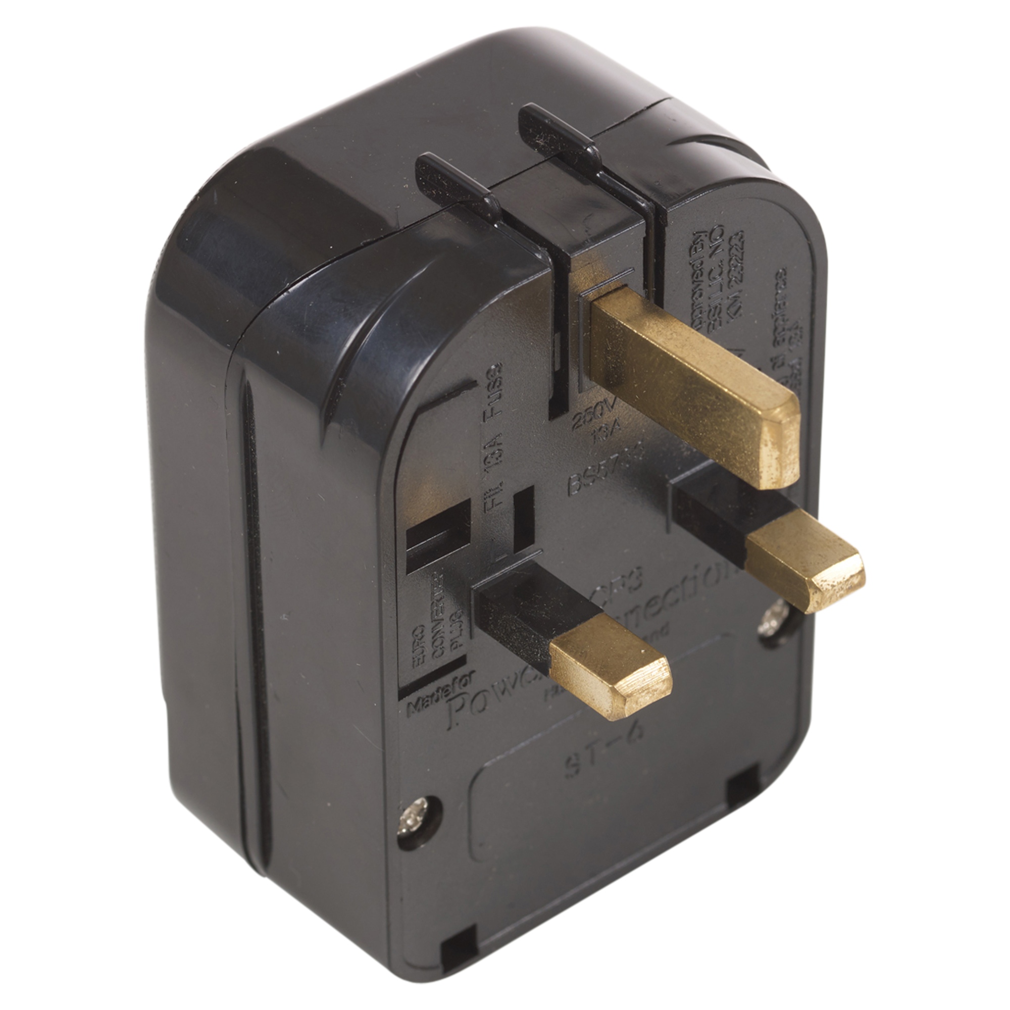 Large Black EUUK 13 AMP Plug Adaptor Home Travel European To British Convertor eBay