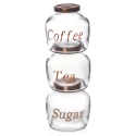 3 Piece 400ml Glass Tea Coffee Sugar Jar Set [870175]