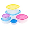 6 Piece Plastic Food Storage Boxes With Colour Lids [287223]