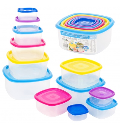 6 Piece Plastic Food Storage Boxes With Colour Lids [287223]