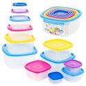 6 Piece Plastic Food Storage Boxes With Colour Lids [872230]