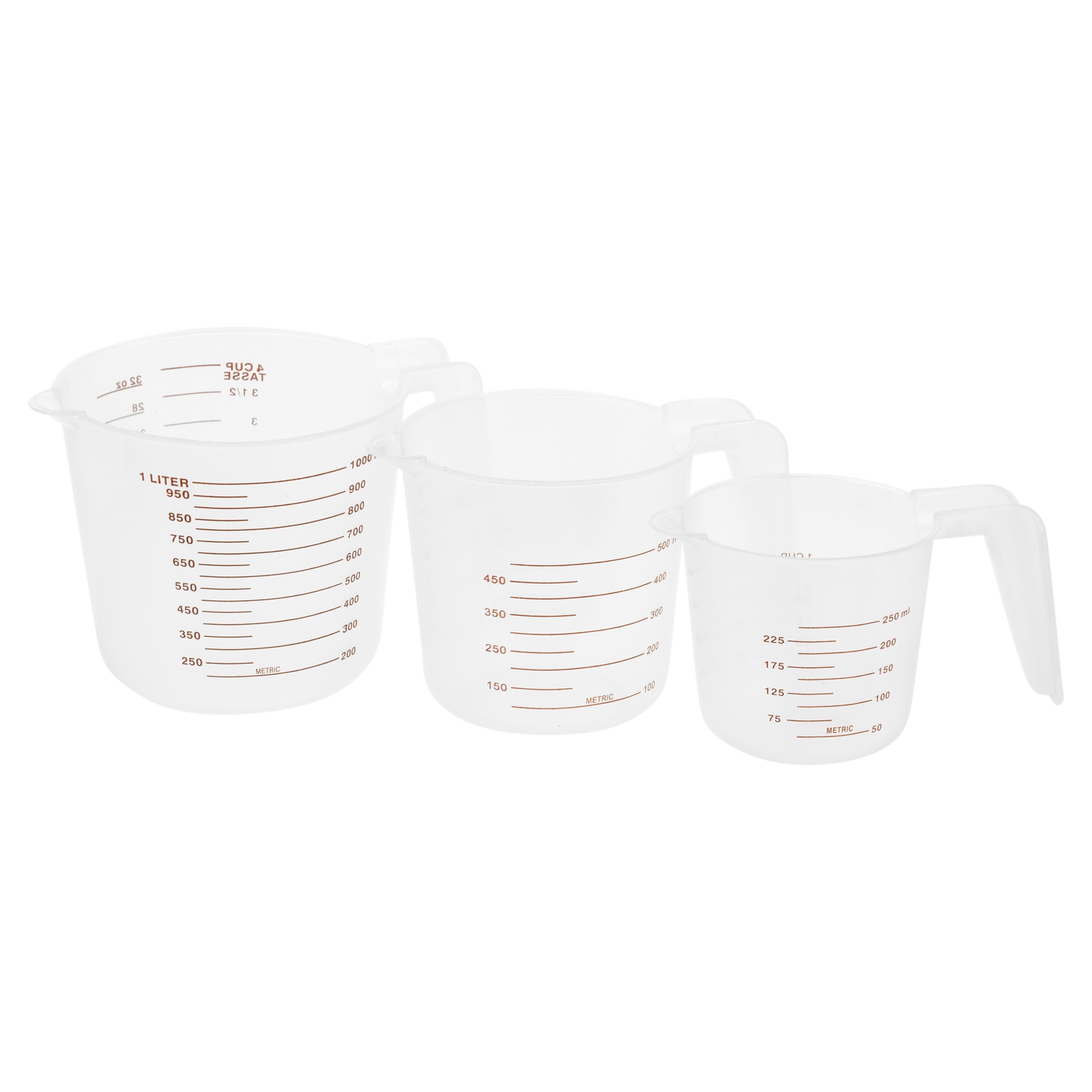 3 Sizes Stacking Measuring Cup Jugs Plastic Kitchen Baking Set Flour