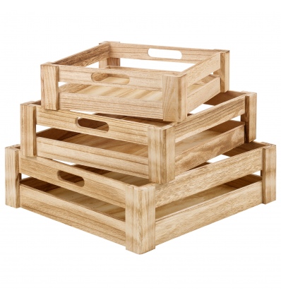 3 Piece Square Wooden Tray Set [074857]