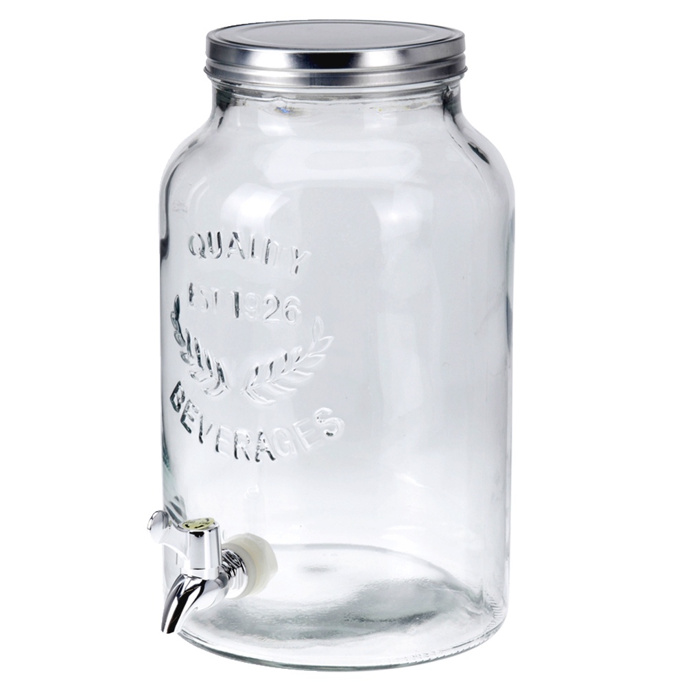 Glass 5.5 Litre Beverage Dispenser Screw Lid Drinks Jug Spout Tap Picnic Party eBay