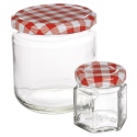 Glass Jam Jars With Metal Checkered Lids