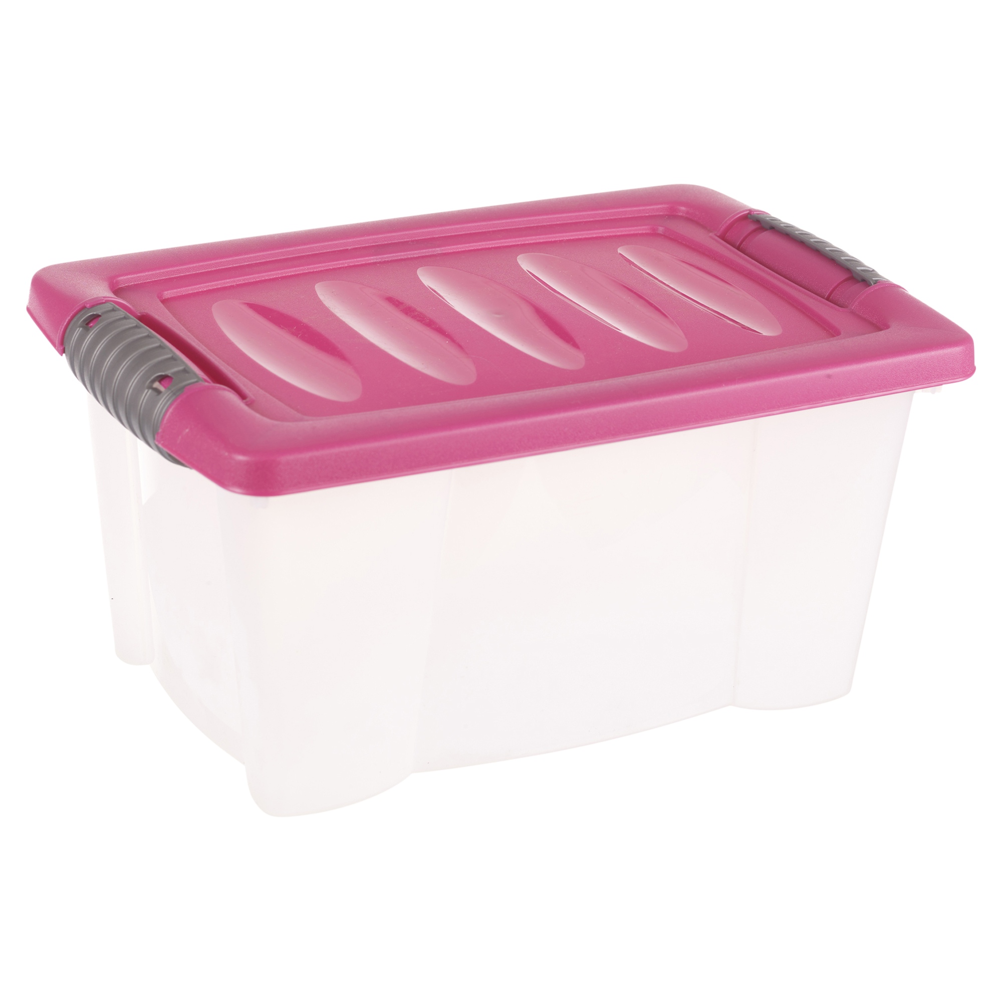 Set of 3 Small Plastic Storage Boxes Click Lid Desktop Shelf Container
