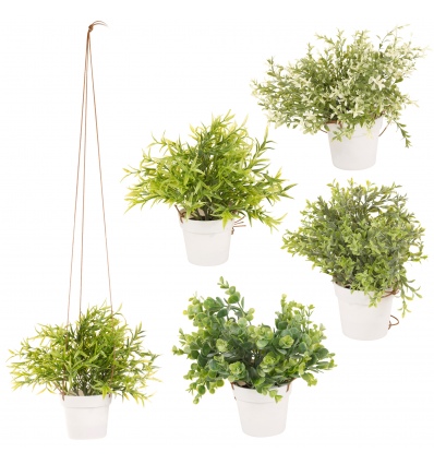 Artificial Hanging Herb Plants in White Flowerpot [119183]