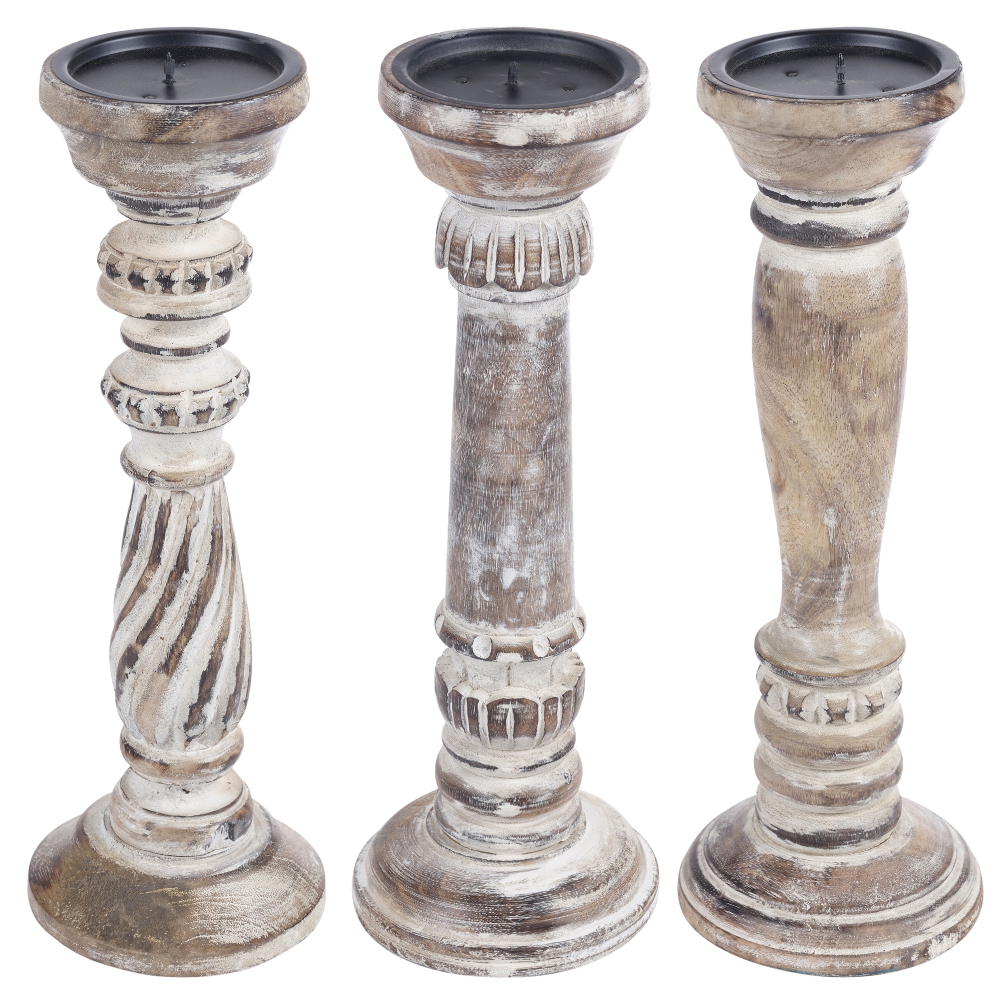 Shabby Chic Wooden Candle Holder Pillar Stick Rustic Vintage Decor Church Home eBay