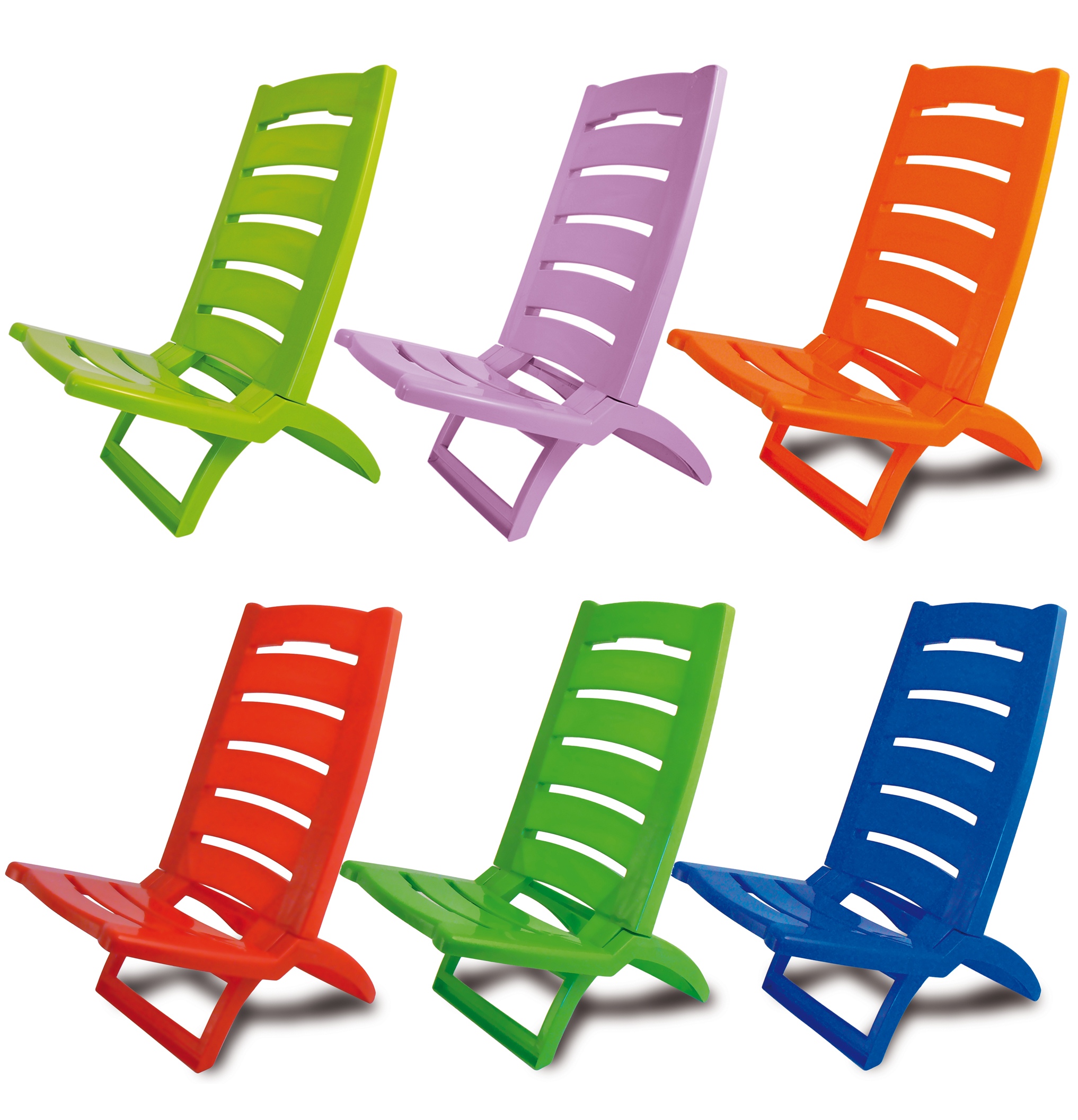 Plastic Portable Folding Low Beach Chairs Coloured Garden