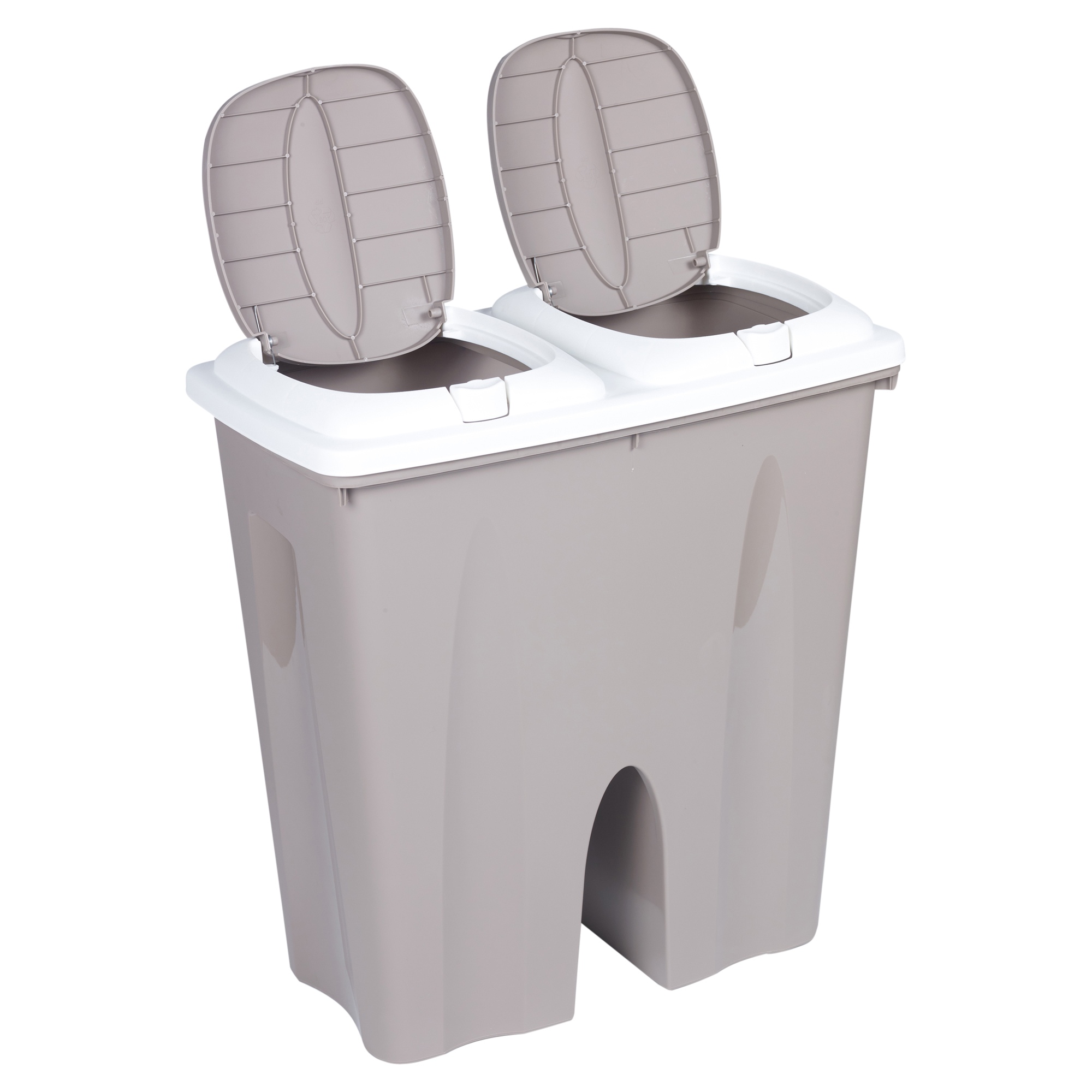Double Recycling Bin Duo Plastic Rubbish Cardboard Disposal 2 x 25