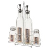 Glass Cruet Set Chrome Stand [007206][Wood Design]