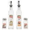 Glass Cruet Set With Metal Stand [022667][Olive Design]