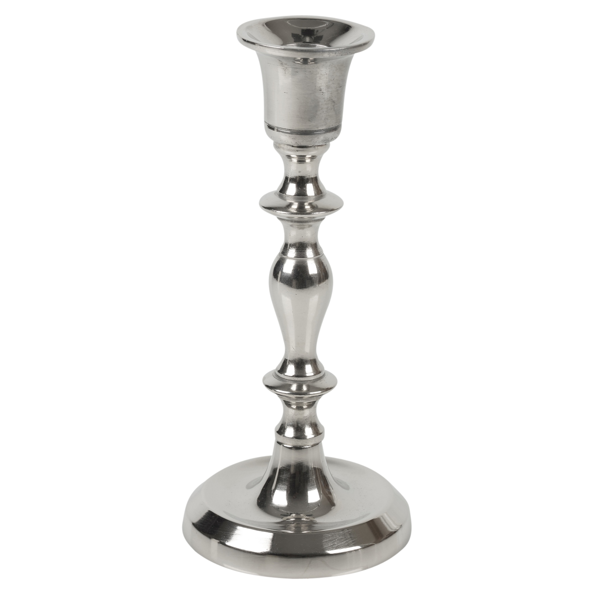1 or 2 Silver Metal Modern Traditional Dinner Candlesticks Pillar