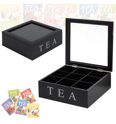 Black Tea Box MDF with 9 Compartments [267955]