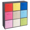 Wooden 9 Cubed Storage Units With Non Woven Drawers 27x27x27