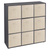 Wooden 9 Cubed Storage Units With Non Woven Drawers 27x27x27