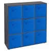 Wooden 9 Cubed Storage Units With Non Woven Drawers 27x27x27