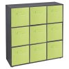 Wooden 9 Cubed Storage Units With Non Woven Drawers 27x27x27