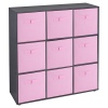 Wooden 9 Cubed Storage Units With Non Woven Drawers 27x27x27