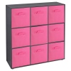 Wooden 9 Cubed Storage Units With Non Woven Drawers 27x27x27