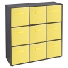 Wooden 9 Cubed Storage Units With Non Woven Drawers 27x27x27