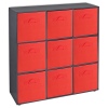 Wooden 9 Cubed Storage Units With Non Woven Drawers 27x27x27