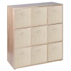 Wooden 9 Cubed Storage Units With Non Woven Drawers 27x27x27