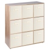 Wooden 9 Cubed Storage Units With Non Woven Drawers 27x27x27