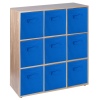 Wooden 9 Cubed Storage Units With Non Woven Drawers 27x27x27