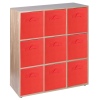 Wooden 9 Cubed Storage Units With Non Woven Drawers 27x27x27