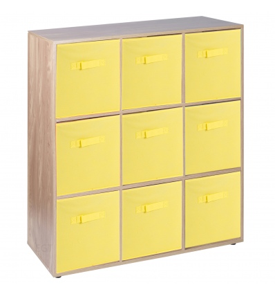 Wooden 9 Cubed Storage Units With Non Woven Drawers 27x27x27