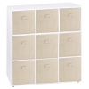 Wooden 9 Cubed Storage Units With Non Woven Drawers 27x27x27