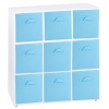 Wooden 9 Cubed Storage Units With Non Woven Drawers 27x27x27