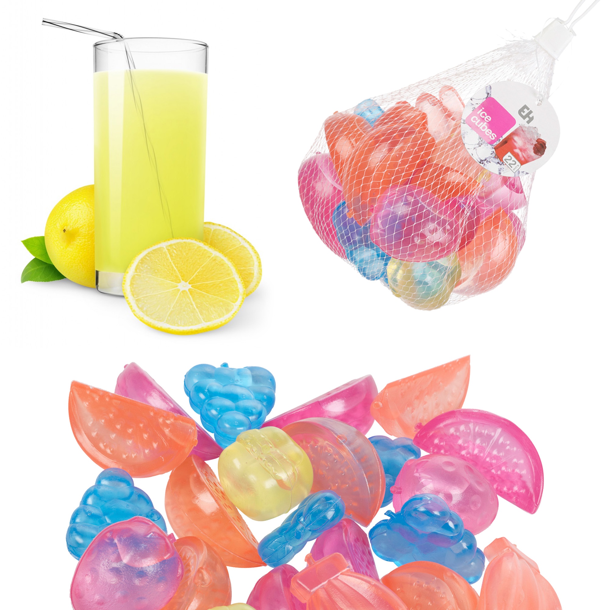 20 Pieces Plastic Ice Cubes Fruit Shaped Assorted Cool Cold Drinks Bar Reusable