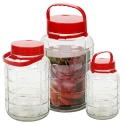 Large Glass Jar Container with Red Lid