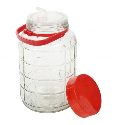 Large Glass Jar Container with Red Lid