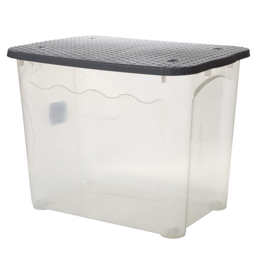 74L Storage Box With Rattan Design Lids | Clear Plastic ...