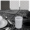 PEVA Non-Woven Black & White Circle Tablecloth [810183]