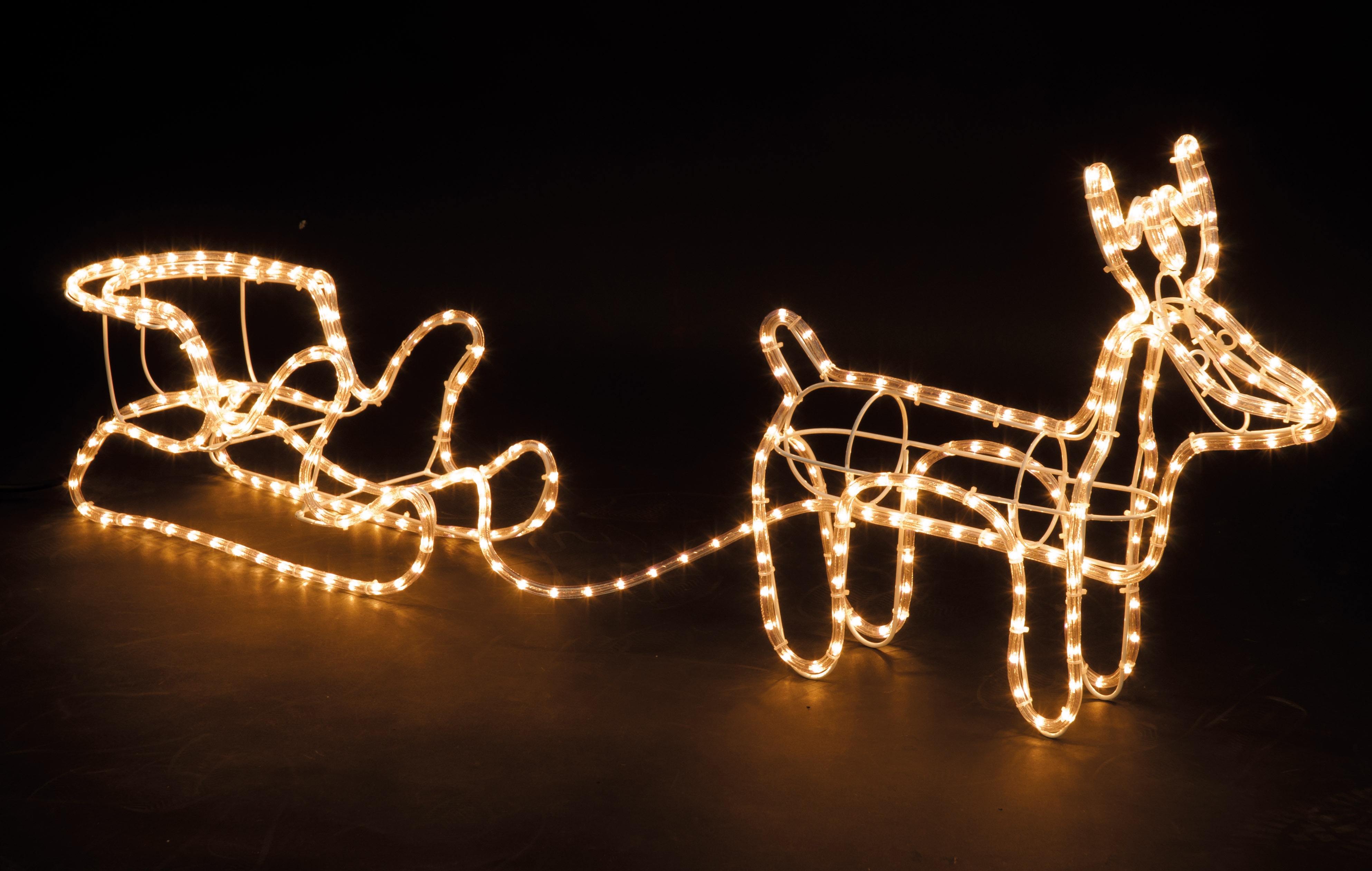 Large Christmas Reindeer & Sleigh Light Up Outdoor Garden LED Rope