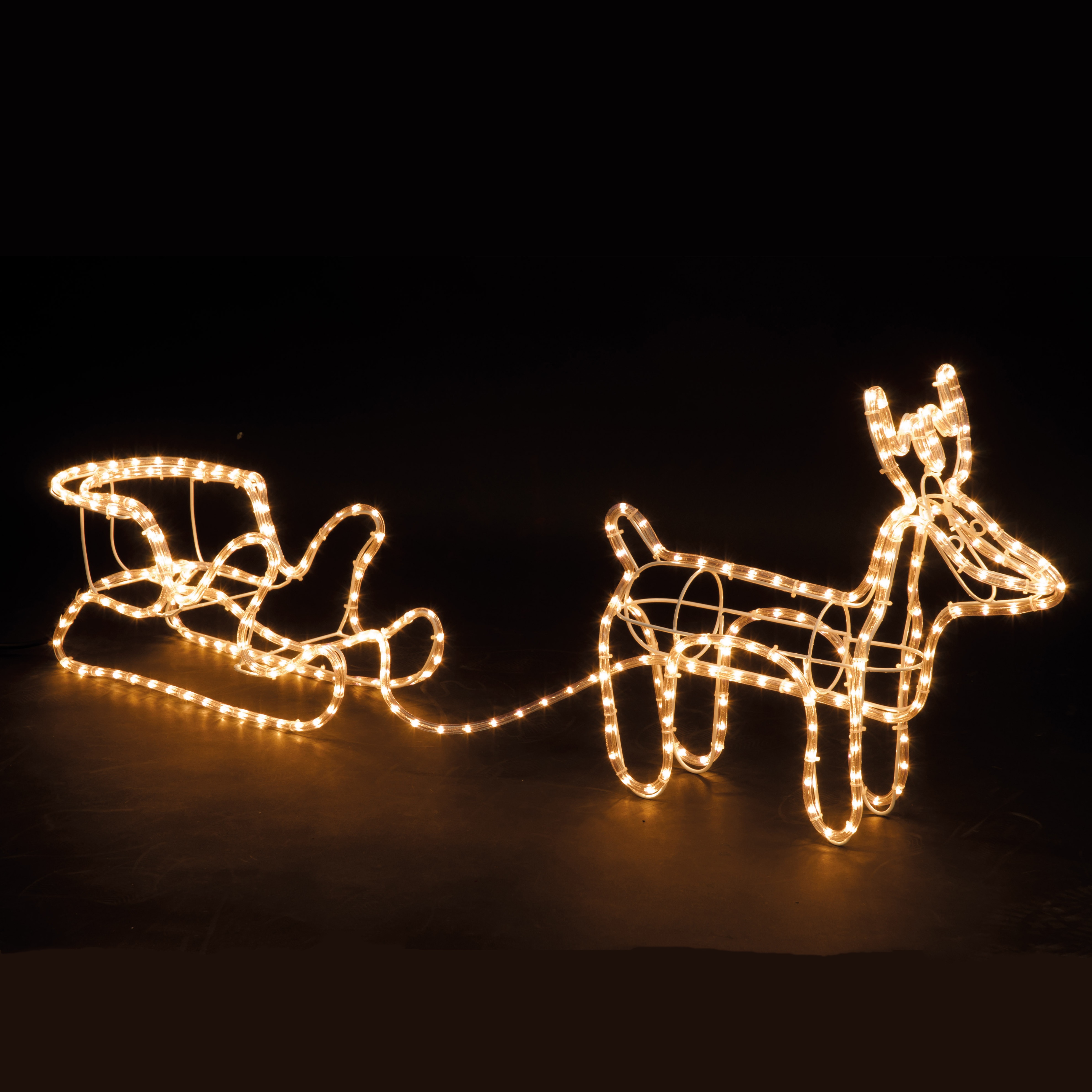 Large Christmas Reindeer Sleigh Light Up Outdoor Garden Rope