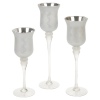 3pc Glass Hurricane Snowflake Candle Holder Set