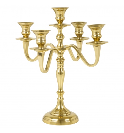 Gold 31cm 5 Arm Candle Holder [036343]