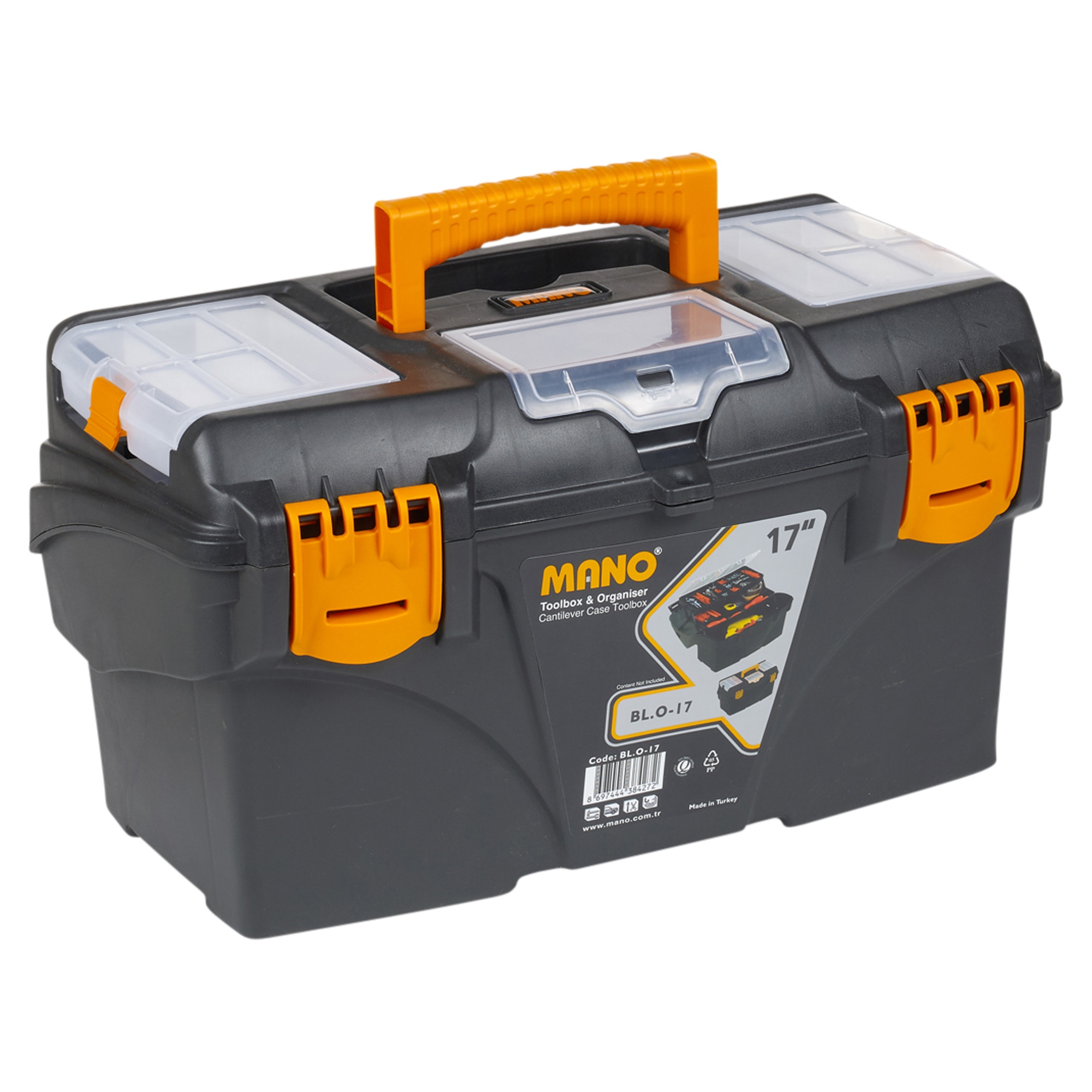 Large Plastic Tool Box Chest Lockable Removable Storage Compartments