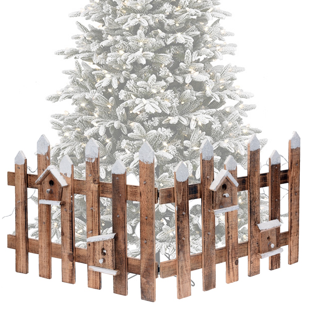 Recinto Albero Di Natale Ikea.Recinzione Da Neve In Legno Rustico 30 Luci Led Natale Albero Natale Gonna Stand Cover Nuovo Ebay