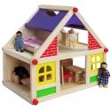 11/13pc Wooden Doll House With Furniture & Figures [115157][168746]