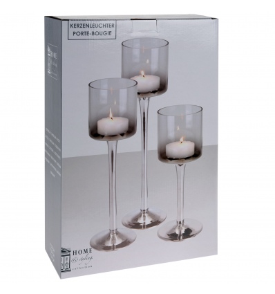 Set of 3 Silver Candle Holder [370472]